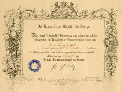 Urkunde aus dem Jahr 1896